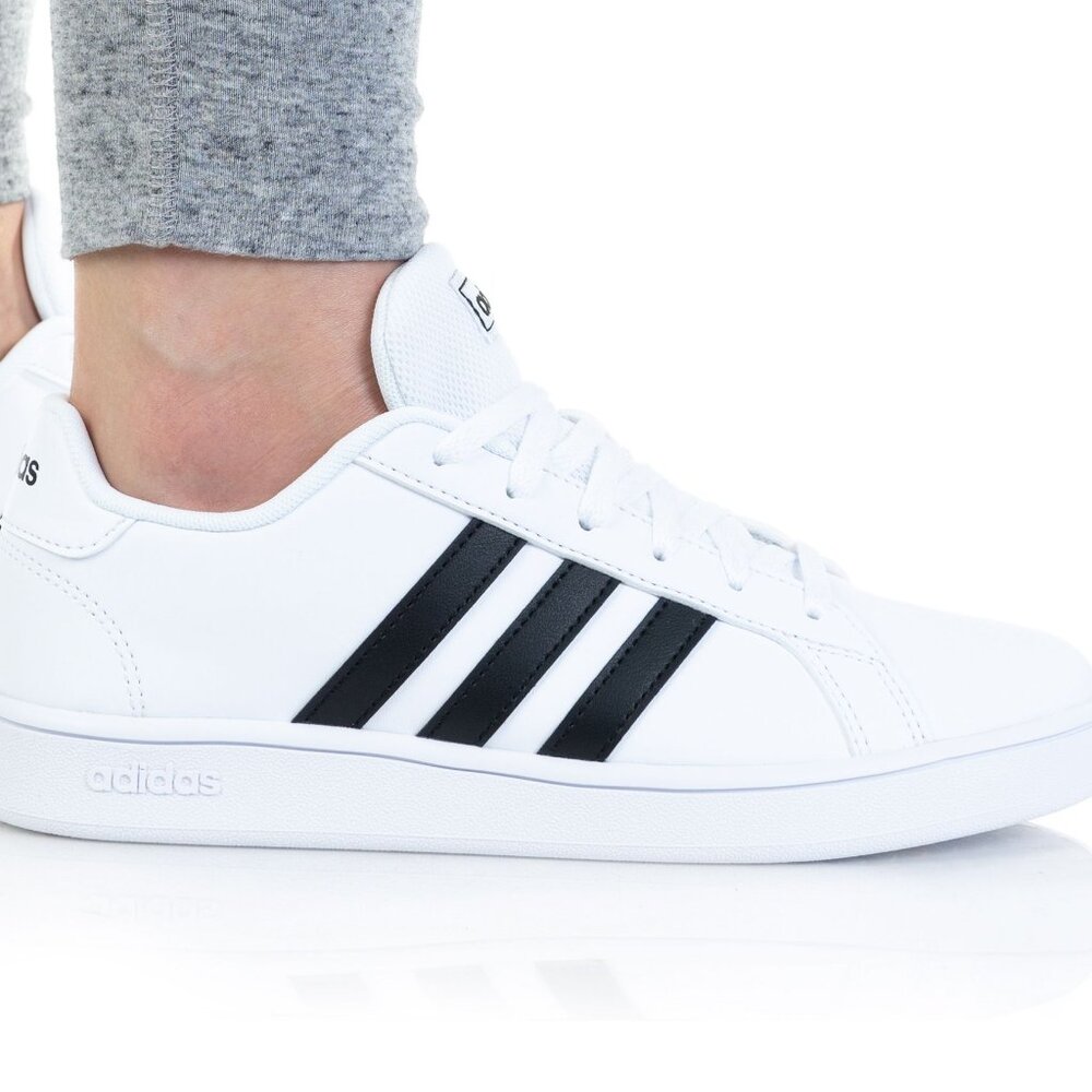 Adidas Grand Court Base Low Women's Casual Shoes White Black EE7968 Sz 7.5 .